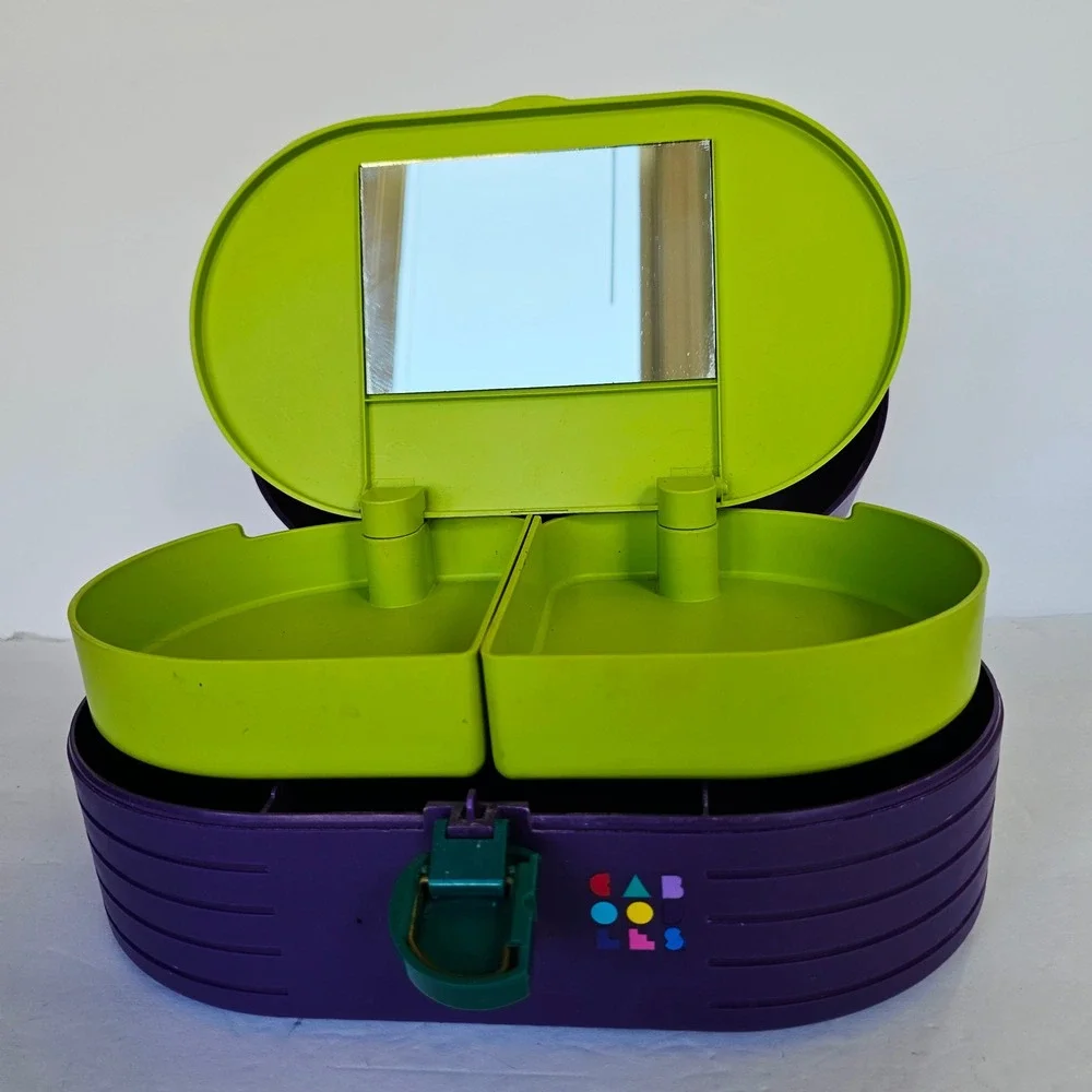 Vintage Caboodles 2615 Makeup Case Purple Lime Green 90s Retro Organizer Box